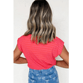 thumbnail image 2 of Women's Red Stripe Sequin 'America' Letter Patched Cap Sleeve Top | [ZhiHiMeRi] | (US 12-14)L, 2 of 8