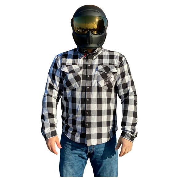 Fast Mask Chemises en Flanelle Doublées de Kevlar à Carreaux Noir et Blanc