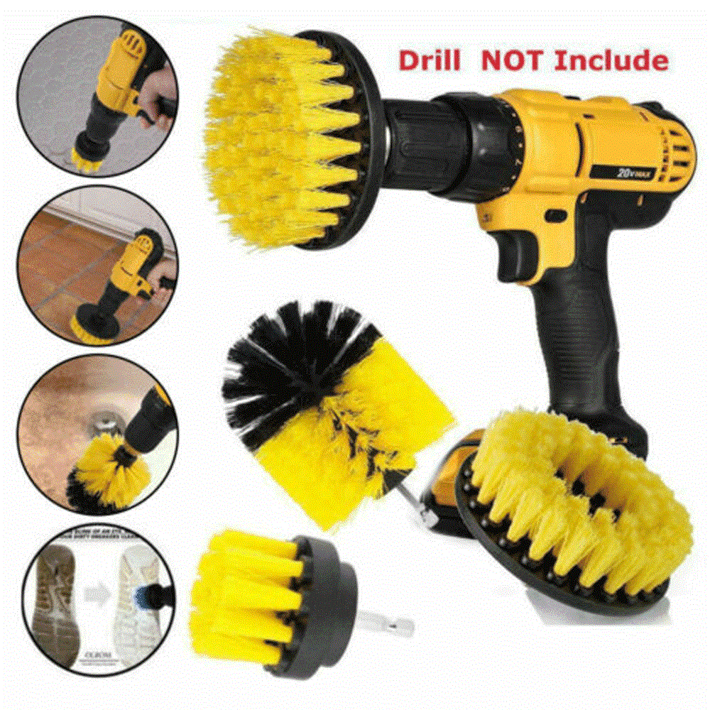 Drill Brushes Set Red Tile Grout Power Scrubber Cleaner Spin Tub Shower Wall 3PC 