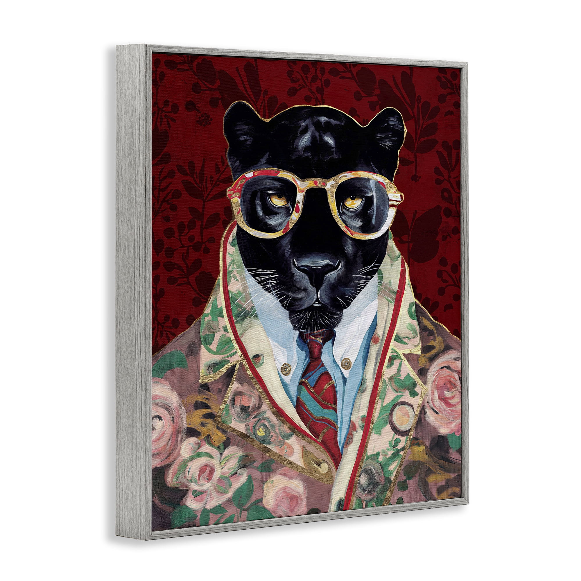 Stupell Industries Fashionable Scarlet Panther Gray Framed Giclee Art, design by Svetlana Aleynikova