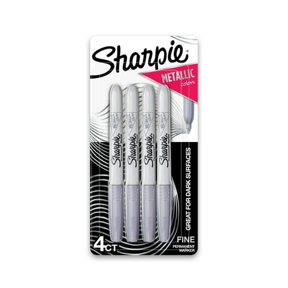 Sharpie Metallic Permanent Marker, Metallic Silver, 4/Pack