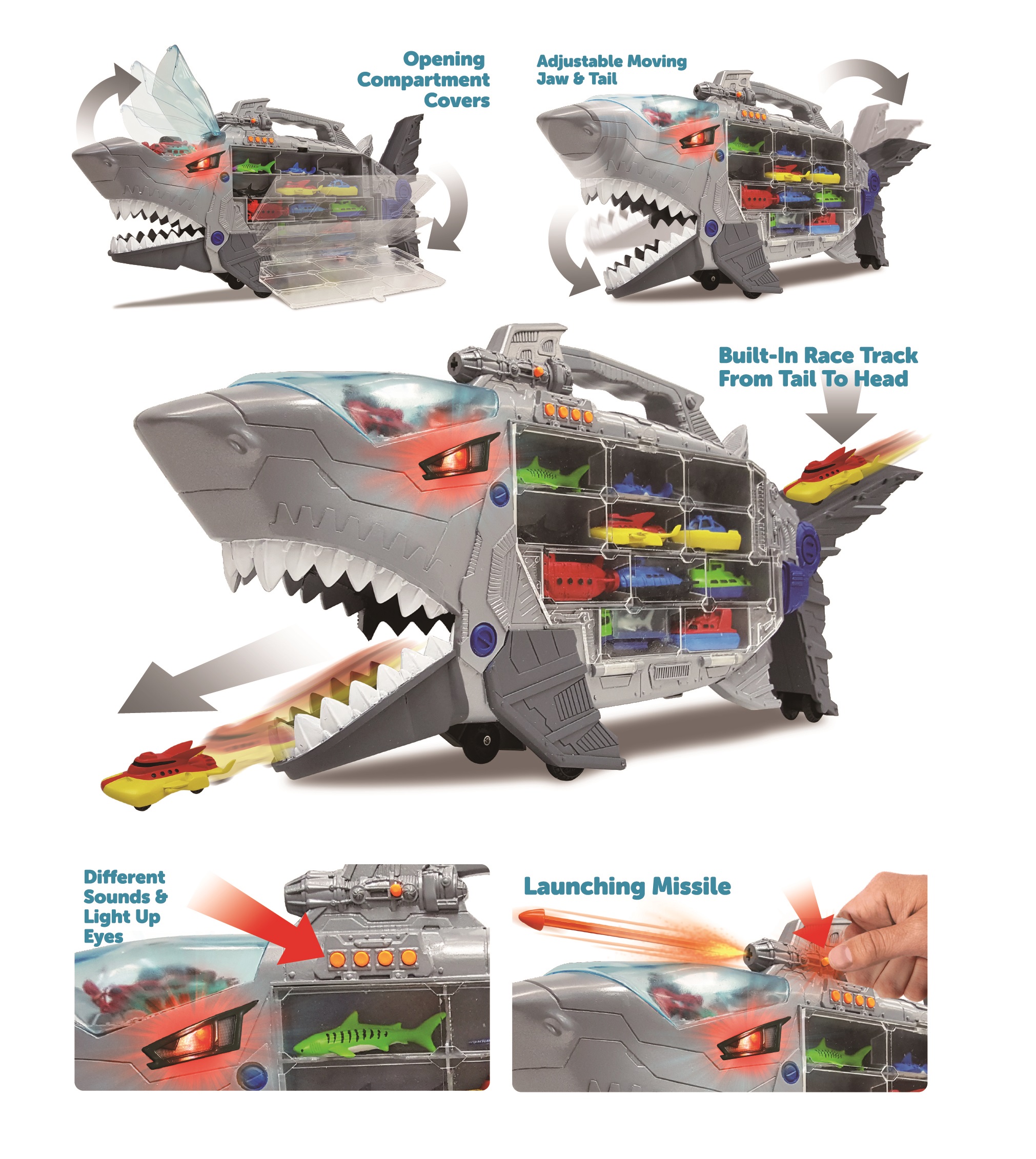 Kid Connection Shark Figure and Vehicle Transporter Play Set, 18 Pieces - image 5 of 6