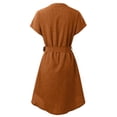 thumbnail image 5 of JIAYUE Women's Dress Sashes Belt Knee-Length Casual Solid Color Short Sleeve V Neck Loose Versatile Female Dresses, 5 of 5