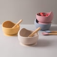 thumbnail image 2 of First Solid Food Set, Unbreakable Suction Bowls For Baby 6 Months And Up, Includes Detachable Silicone Tip, Natural Bamboo Handle, Perfect For Baby Led Weaning, 100% Food Grade, 2 of 5
