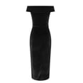 thumbnail image 5 of OSFVNOXV Off Shoulder Cocktail Dress for Women Formal Velvet Dress Ruched Bodycon Asymmetrical Hem Maxi Dress, 5 of 5
