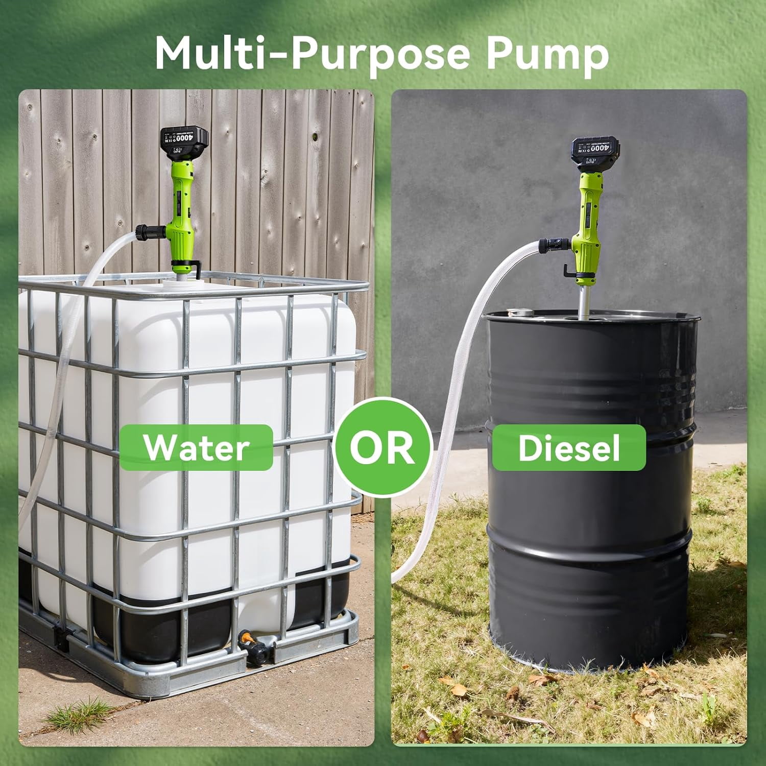 Taskstar Cordless Stick Transfer Pump for Water/Diesel, 2.2" Filter OD, 720GPH Fast Drain, Battery Powered 60-Min Runtime, 16FT Lift Head for Basement, Pool, Pond, Rain Barrels, Boat, Aquarium, RV