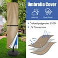 thumbnail image 4 of Neween Patio Umbrella Cover 420D Oxford Fabric Patio Market Umbrella Covers Waterproof with Zip for 10'-14' Offset Umbrella Garden Outdoor Umbrella (Khaki), 4 of 7