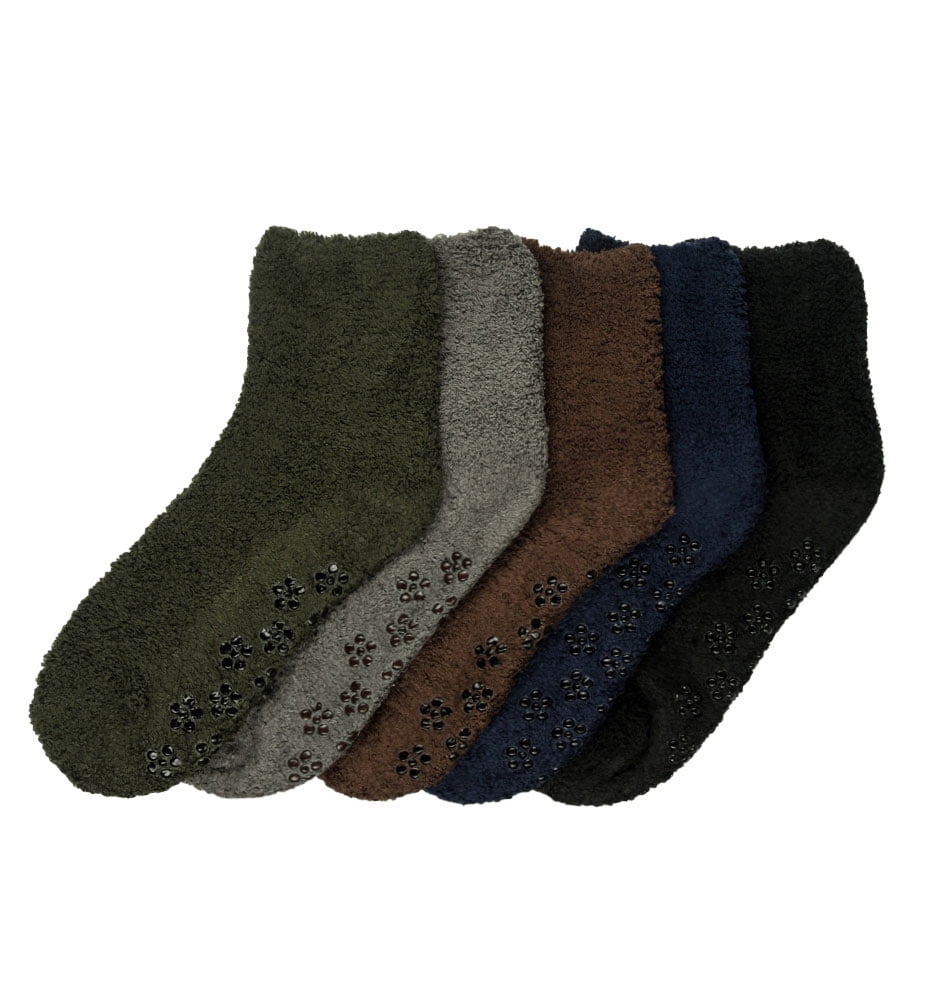 6 Pair of Women Plush Fuzzy Soft Cozy Slipper Socks Warm w/ No Skid Bottom 