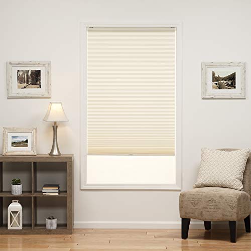 27.5W x 72L Inches Ecru DEZ Furnishings QDER274720 Cordless Light Filtering Pleated Shade