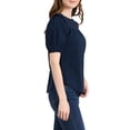 thumbnail image 4 of INSPIRE CHIC Women's Puff Shoulder Round Neck Collarless Ruffle Keyhole Back Blouse S Dark Blue, 4 of 7