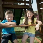 Swing-N-Slide Monteagle Wooden Backyard Swing Set with Two Wave Slides, Wood Roof, Climbing Wall, and Swings