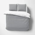 thumbnail image 2 of Luxury Reversible Duvet Cover 3 Piece, 600 Thread Count, Quilt Comfortor Cover, Easy Care Soft and Luxury, Super King Size - Light Gray & White Solid., 2 of 4