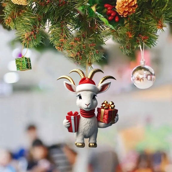 Clearance Under $1 Acrylic Goat Christmas Ornament for Goat Lovers and Tree Decor