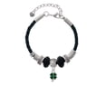 thumbnail image 2 of Delight Jewelry Silvertone Mini Green Four Leaf Clover with Heart Leaves Daughter Celtic Knot Leather Bead Bracelet, 7"+2" Extender, 2 of 4