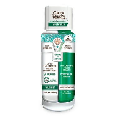 GuruNanda Dual Barrel Breath Harmonizer Mouthwash - Fresh Breath - Alcohol & Fluoride Free -  20oz