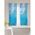 thumbnail image 3 of Blue Teal Summer Beach Curtains 54 Inch Length,Sheer Curtains for Bedroom Living Room Window Coastal Nautical Seawater Ocean Rod Pocket Drapes Kitchen Curtains Small Half Window 52"x54" 2 Panels, 3 of 7