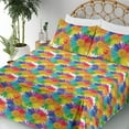 thumbnail image 3 of Ambesonne Rainbow Flowers Fitted & Flat Sheet with Shams 4 Pcs Set, Colorful Gerbera, Calking, Earth Yellow and Multicolor, 3 of 5