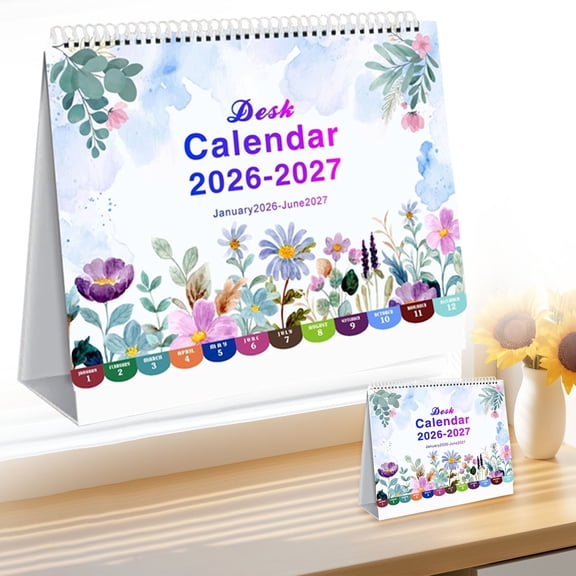BinKFF Desktop Calendar 2026-2027, 18 Months Flip Calendar Small Standing Office Desk, 8 x 8 inch Standing Desk Calendars (From January 2026 to June 2027) With Monthly Planner