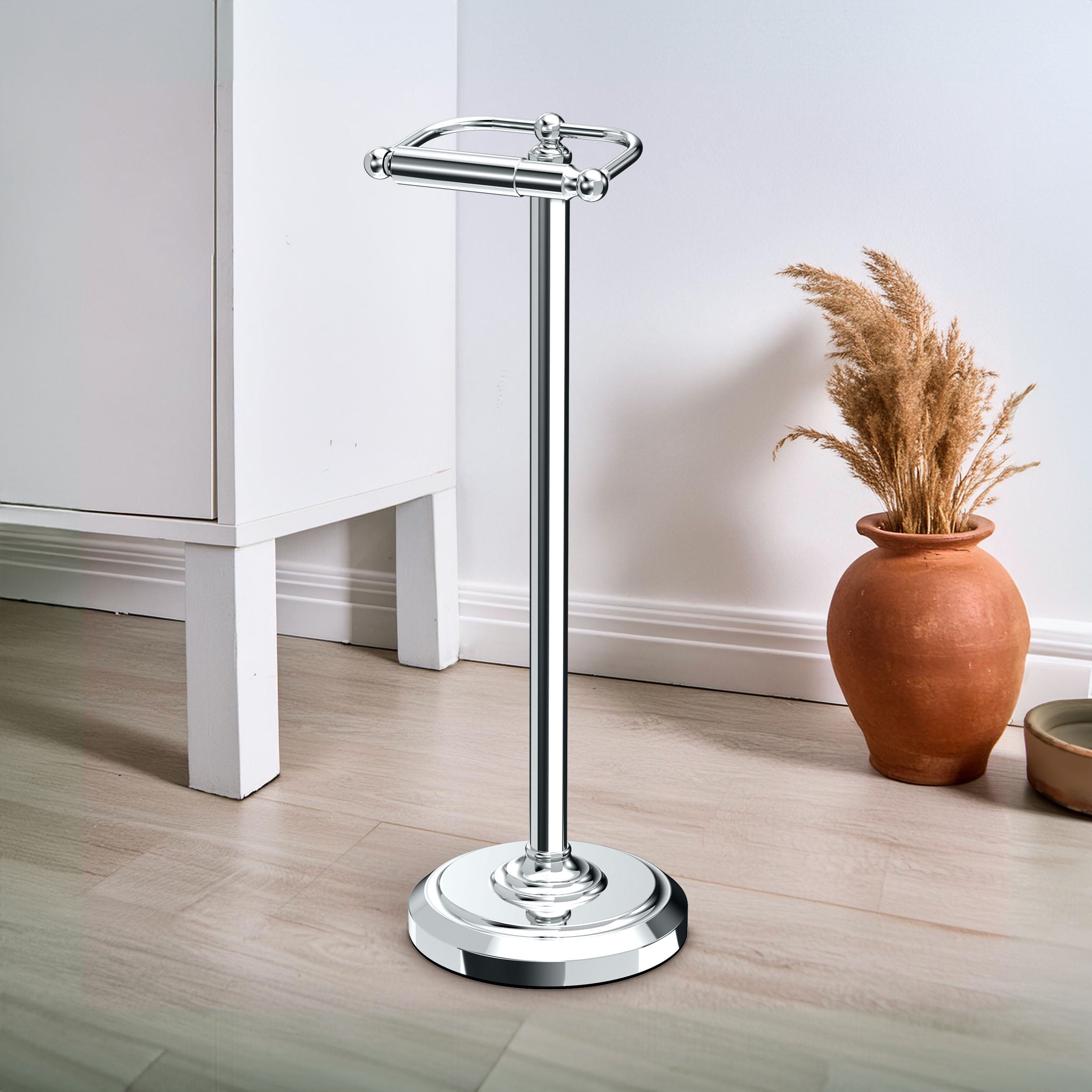Gatco Freestanding Pedestal Toilet Paper Holder, Chrome