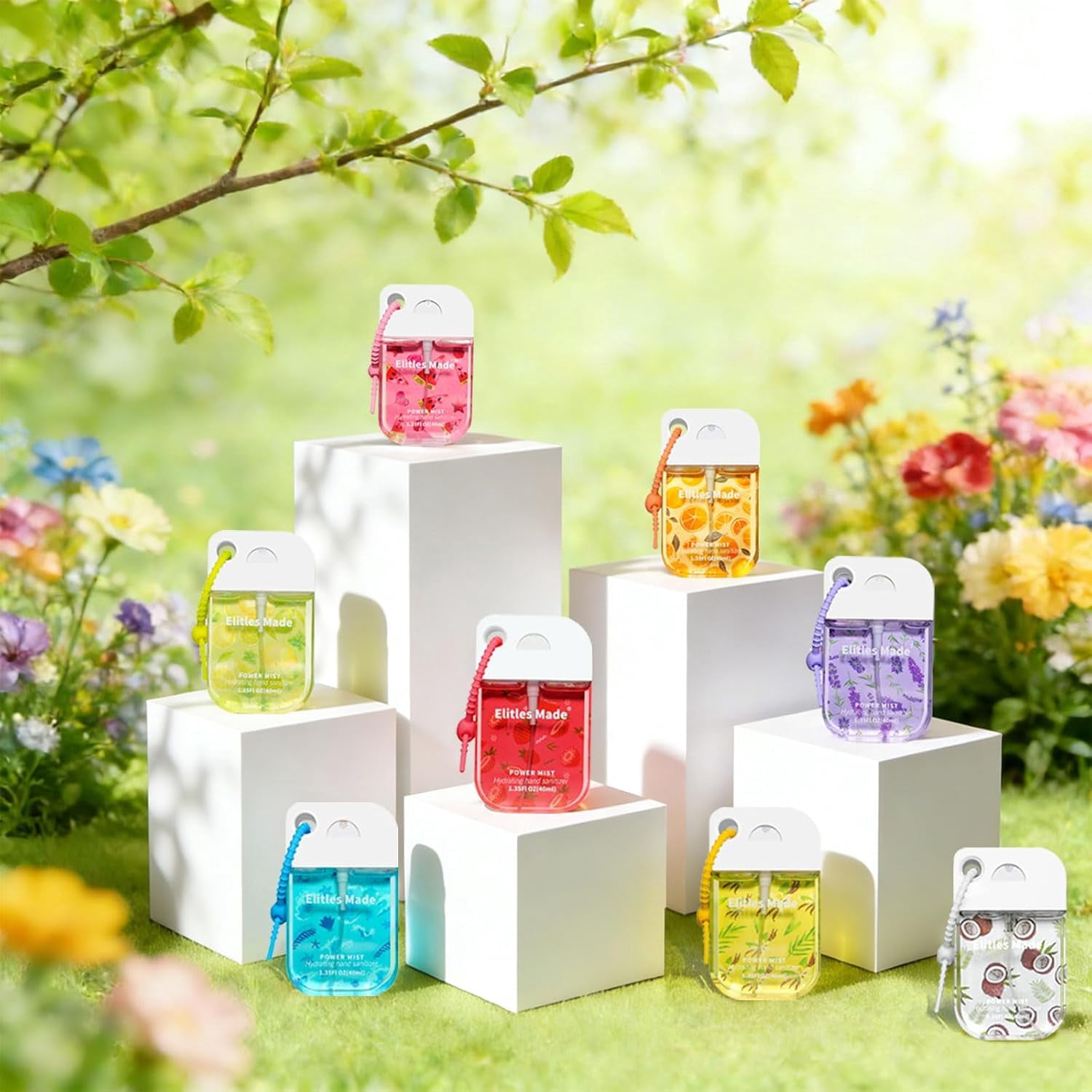 Hand Sanitizer Spray, 4Pack Spray Hand Sanitizer Travel Size With Keychain, Scented Cute Mini Pocket Purse Power Mist Hydrating for Kids School Gifts for Women, 1.35FL.OZ