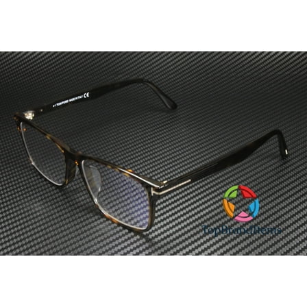TOM FORD FT5752 F B 052 Dark Havana Blue Block Lens 55 mm Men's Eyeglasses
