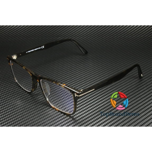 TOM FORD FT5752 F B 052 Dark Havana Blue Block Lens 55 mm Men's Eyeglasses