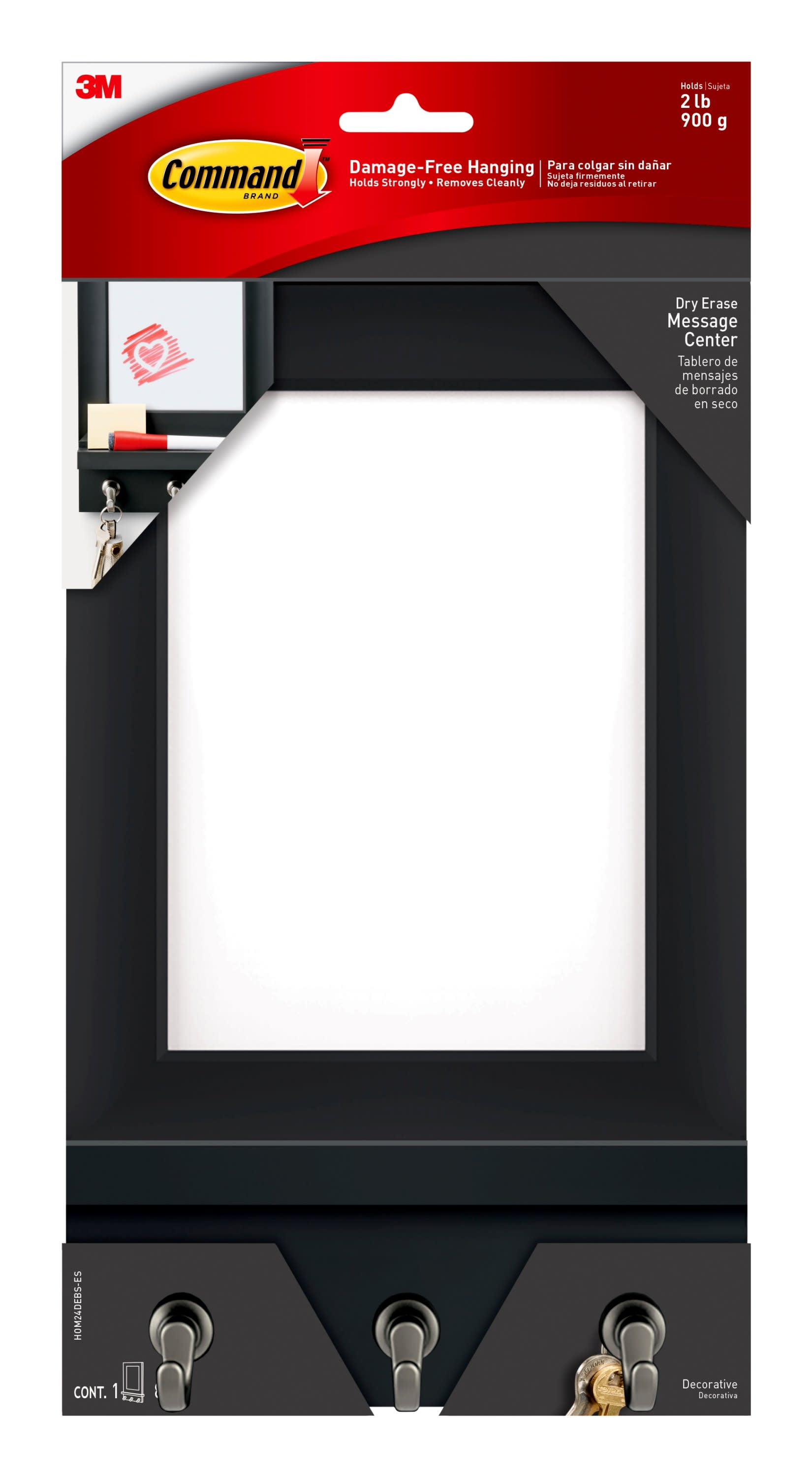 Command Dry Erase Message Center, Slate, 1 Wall Organizer, 8 Strips