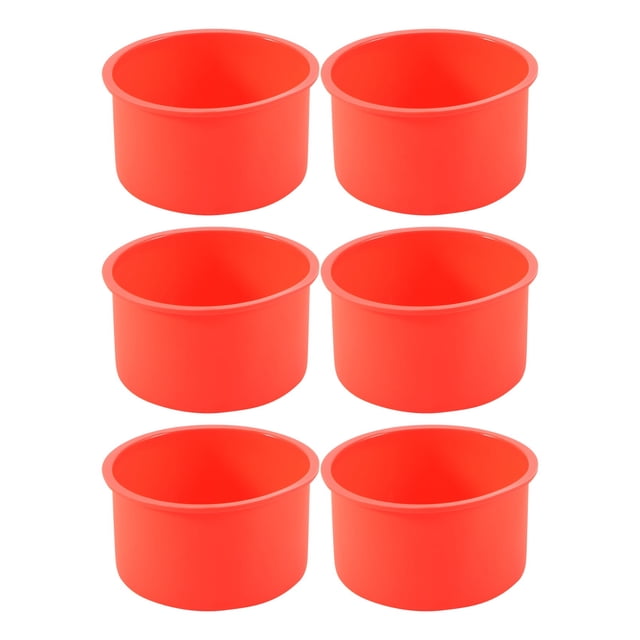 Mini Moldes de Silicona para Pasteles,Bandeja Hornear Redonda 4 Pulgadas, Molde Antiadherente, Bandeja Hornear, Reutilizable, Rojo, Juego 6