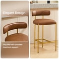 thumbnail image 3 of BRILHAMEZ Bar Stools Set of 2 with Backrest and Footrest Modern Gold Metal Frame Bar Stools for Kitchen Counter Bars and Cafes,Brown, 3 of 8