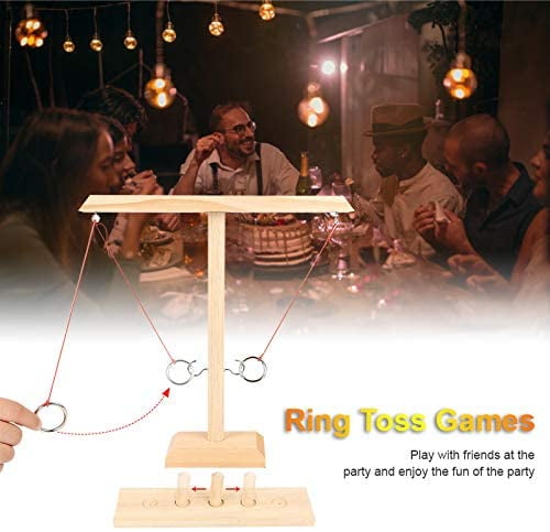 Ring Toss Games for Kids Adults Handheld Board Games Handmade Wooden Throwing Game Fast-paced Interactive Game for Bars Party Addictive Toys 