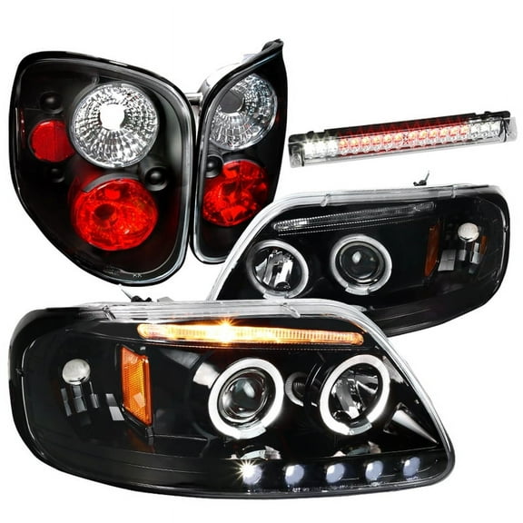 Spec-D Tuning Black Halo Projector Headlights   LED Bumper Fog Lamp Compatible with Ford F150 Left   Right Pair Headlamps Assembly