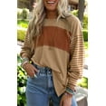 thumbnail image 1 of Women's Flaxen Colorblock Striped Bishop Sleeve Top, 1 of 5