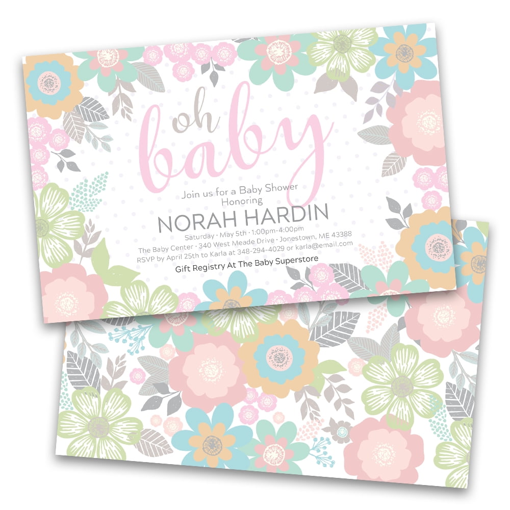 Personalized Pastel Floral Baby Personalized Baby Shower Invitations