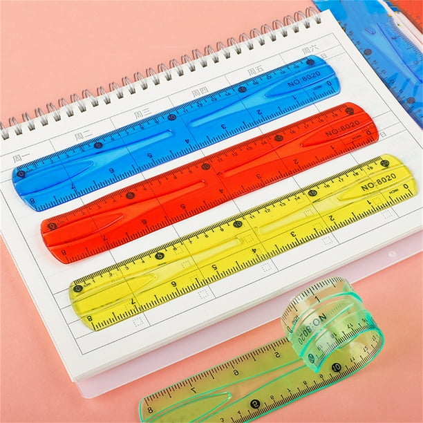 Regla Flexible de Plástico Translúcido Súper Elástica de 20 Cm | Material Escolar | Escala Clara | Ligera | Color Llamativo | 1 Regla