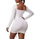 thumbnail image 1 of Gibobby Vestidos para mujer casuales Vestido a la cadera con paquete Sexy de cuello cuadrado hueco de Color sólido de otoño e invierno para mujer(Blanco,CH), 1 of 5