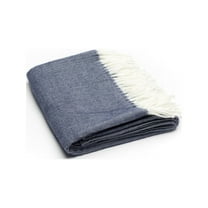 Navy Blue Soft Acrylic Herringbone Throw Blanket