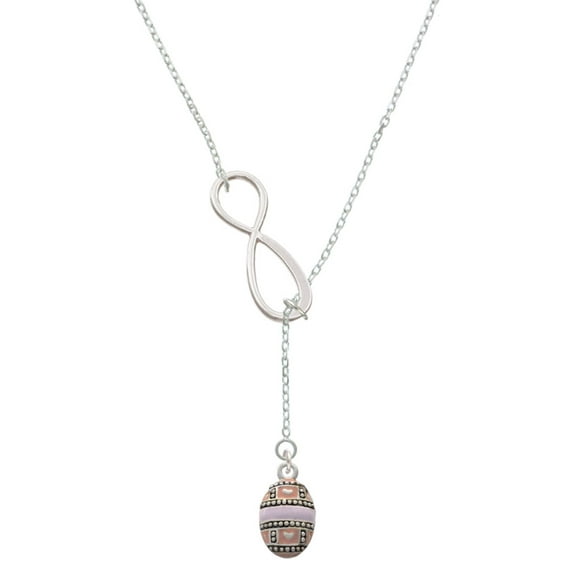 Delight Jewelry Silvertone Egg Pink & Lavender Silver tone Elegant Infinity Lariat Necklace