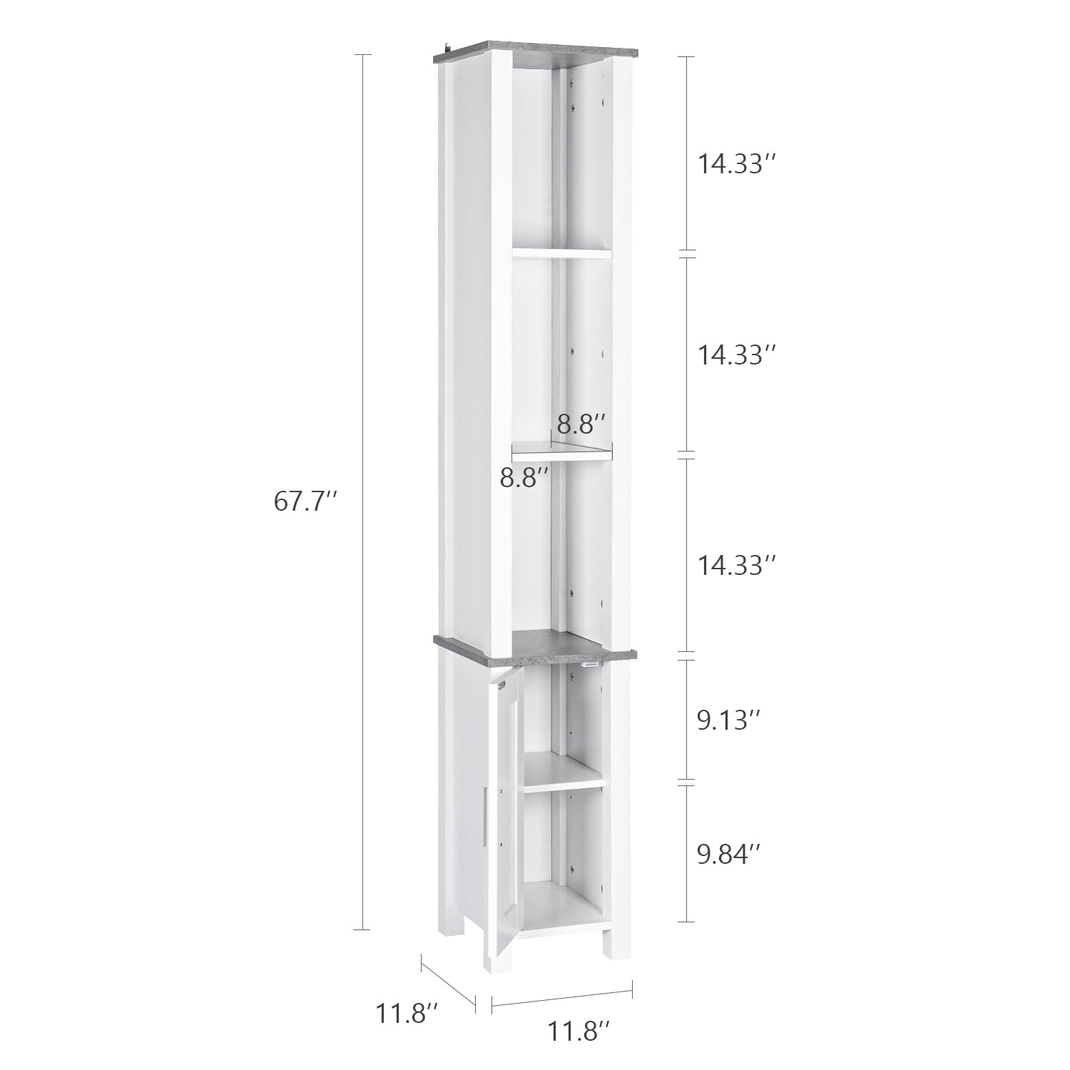 Kadyn White Bathroom Cabinet Linen Tower, Narrow Tall Cabinet Storage Tower with 3 Open Shelves and 1 Door, Free Standing Small Bathroom Storage Cabinet Kadyn White Bathroom Cabinet Linen Tower, Narrow Tall Cabinet Storage Tower with 3 Open Shelves and 1 Door, Free Standing Small Bathroom Storage Cabinet