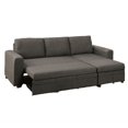 thumbnail image 2 of BenJara 2pc L Sectional Sofa w Storage Chaise, Pull Out Bed, Ash Black Linen, 2 of 5
