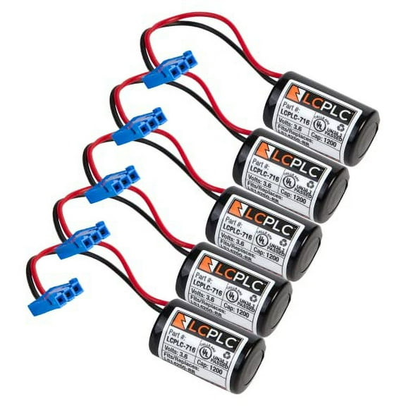 LCPLC-716 PLC Replacement Batteries - 3.6-Volt Lithium Thionyl Chloride Batteries for LS14250-RR, 257101, MKD Motors - Non-Rechargeable 1000mAh 3.6V Lithium Battery for Programmable Logic Controllers