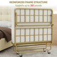 thumbnail image 5 of Slumbrae Folding Bed with Mattress, 75 x 31 in, Heavy Duty Steel Slat Frame, Rollaway Bed with Bamboo Rayon Cover, Ideal for Guests & Camping, Gold, 5 of 7