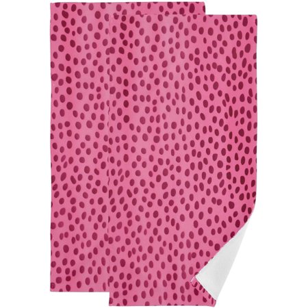 Hotbar Pink Leopard Print 2 pcs Hand Towels Set, Soft Lightweight Highly Absorbent Towel for Bathroom Toilet Kitchen Beach 28.3x14.4in