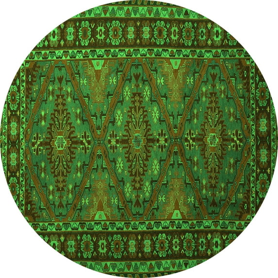 Ahgly Company Indoor Round Persian Green Traditional Area Rugs, 7' Round