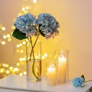 Glasseam Set of 12 Clear Glass Cylinder Vases Hurricane Pillar Candle Holders, 6, 8 & 10