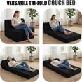 thumbnail image 3 of Sofá cama plegable con almohada, espuma viscoelástica, silla convertible con funda lavable, futón para sala de estar, recámara, uso de invitados, oficina en casa, departamento, color negro, 3 of 4