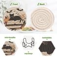 thumbnail image 4 of Yayeee 6 PCS Drink Coasters with Holder Set Woven Absorbent Round Tabletop Hot Pad, Gray Halloween Cat, 4 of 7