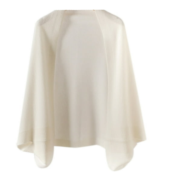Womens Knitted Shawl Scarf Solid Cardigan Jacket Elegant Batwing Sleeve Warm White Free