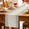 thumbnail image 5 of Blue Flower Table Runner - 48 Inch Long Spring Farmhouse Country Floral Plant Beige Cotton and Linen Blended Dress Scarves Farmhouse Table Runner for Kitchen Dining, Coffee Table, 13" x 48", 5 of 8