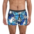 thumbnail image 2 of Goofa Blue and White Butterflies Printed Men's Boxer Briefs Underwear, Moisture-Wicking Underwear, Trunk,Soft and Breathable Cotton Underwear-Large, 2 of 9
