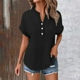 thumbnail image 2 of Ltctricy Summer Tops for Women Fashion V Neck Quarter Button Pleated Short Sleeve T Shirts Soft Casual Tunic Tees, 2 of 7